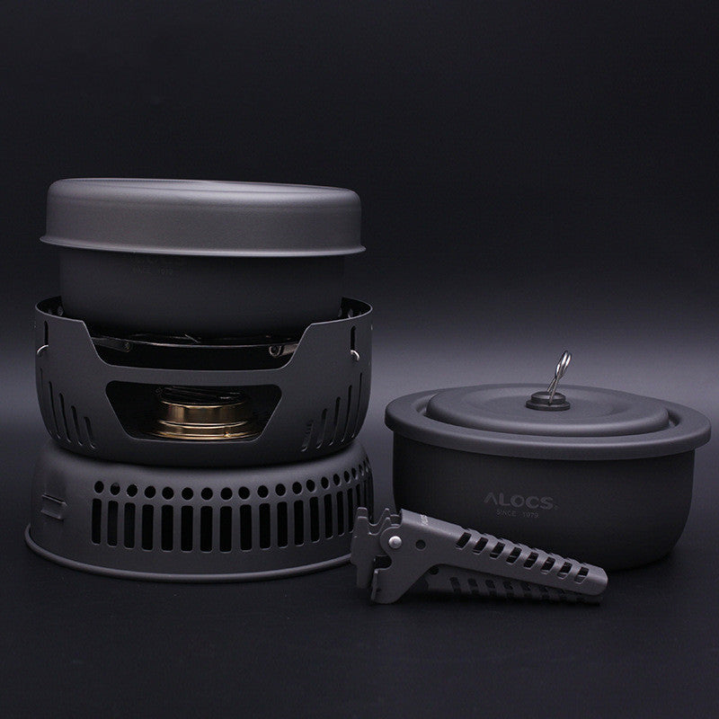 Windproof Alcohol Stove Set With Camping Pot