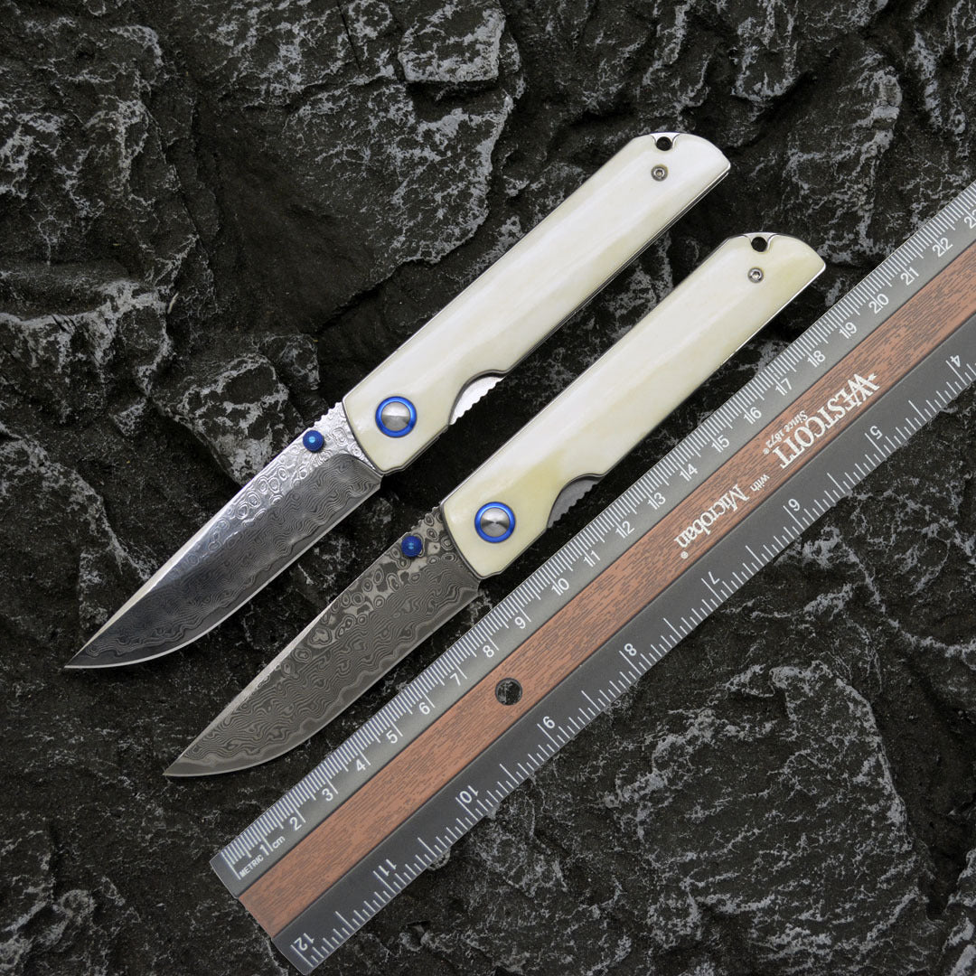 Damascus Steel Folding Knife Portable Outdoor Survival Knife