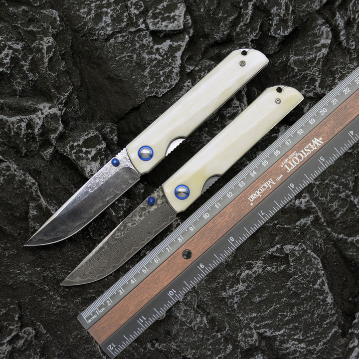 Damascus Steel Folding Knife Portable Outdoor Survival Knife