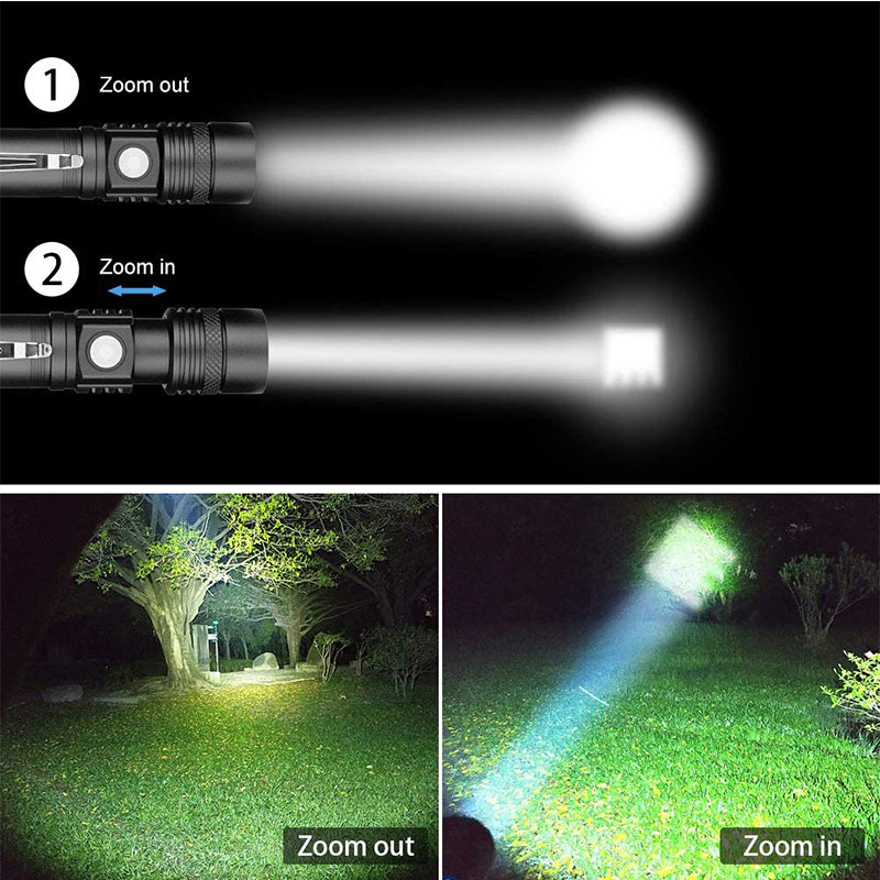 P50 Rechargeable Zoom LED Flashlight With Battery Display