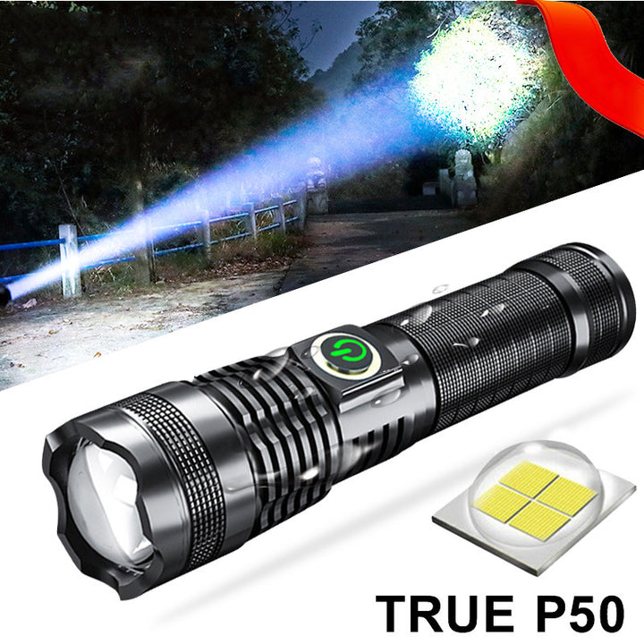 P50 Rechargeable Zoom LED Flashlight With Battery Display