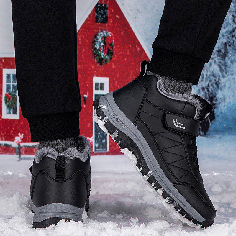 Mens High Top Fleece Lined Warm Hiking Shoes