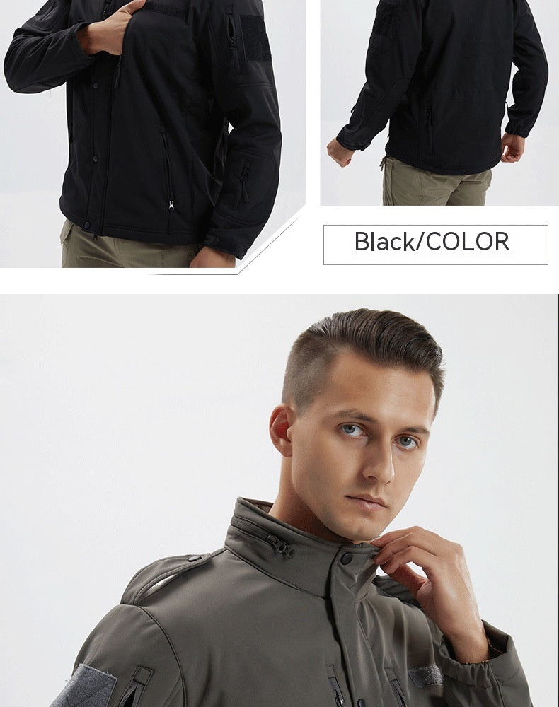 Mens Camouflage Fleece Waterproof Soft Shell Jacket