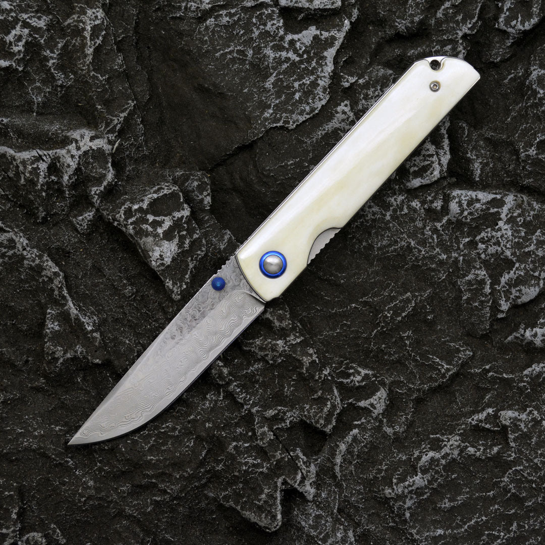 Damascus Steel Folding Knife Portable Outdoor Survival Knife