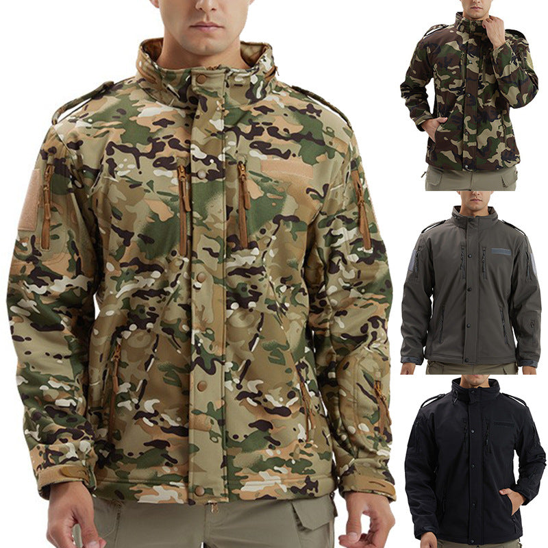 Mens Camouflage Fleece Waterproof Soft Shell Jacket