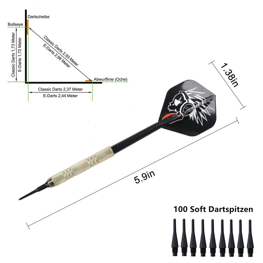 Darts 12 Pieces Darts Plastic Tip Set for Electronic Darts