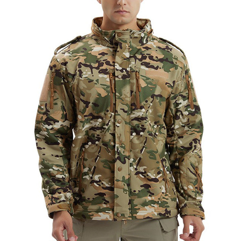 Mens Camouflage Fleece Waterproof Soft Shell Jacket