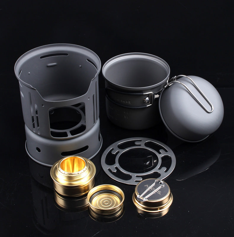 Portable 7-Piece Aluminum Camping Cookware Set