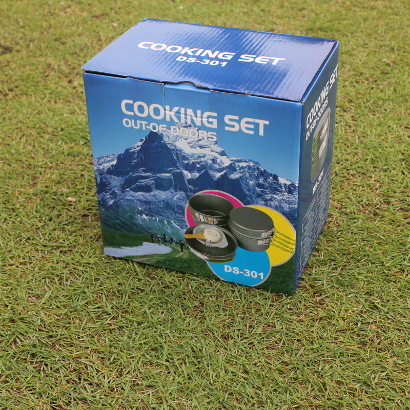 Portable Non-Stick Camping Cookware Set For 2-3 Persons