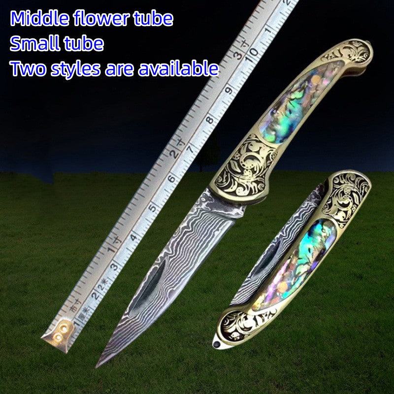 Folding Survival Hunting Combat Knife Natural Shell