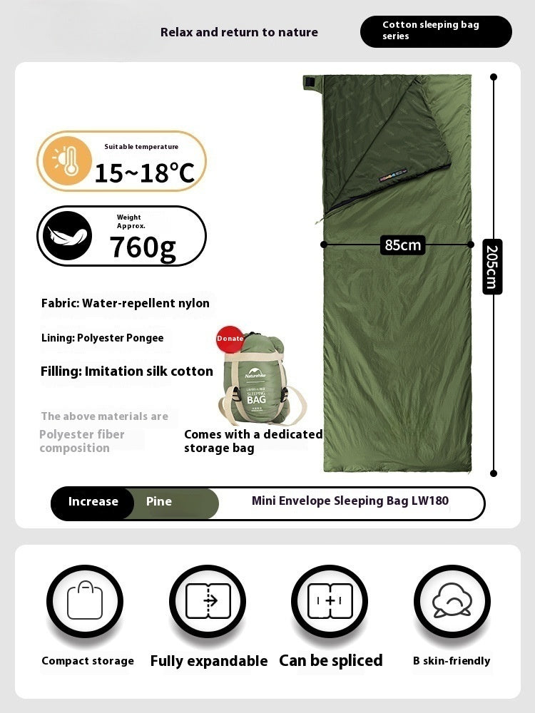 Summer Lightweight Camping Sleeping Bag Envelope Type