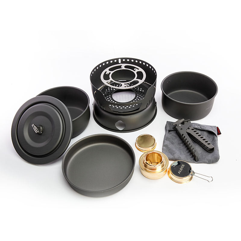 Windproof Alcohol Stove Set With Camping Pot
