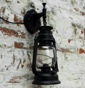 Vintage Wrought Iron Kerosene Wall Lamp Chinese Restaurant Corridor