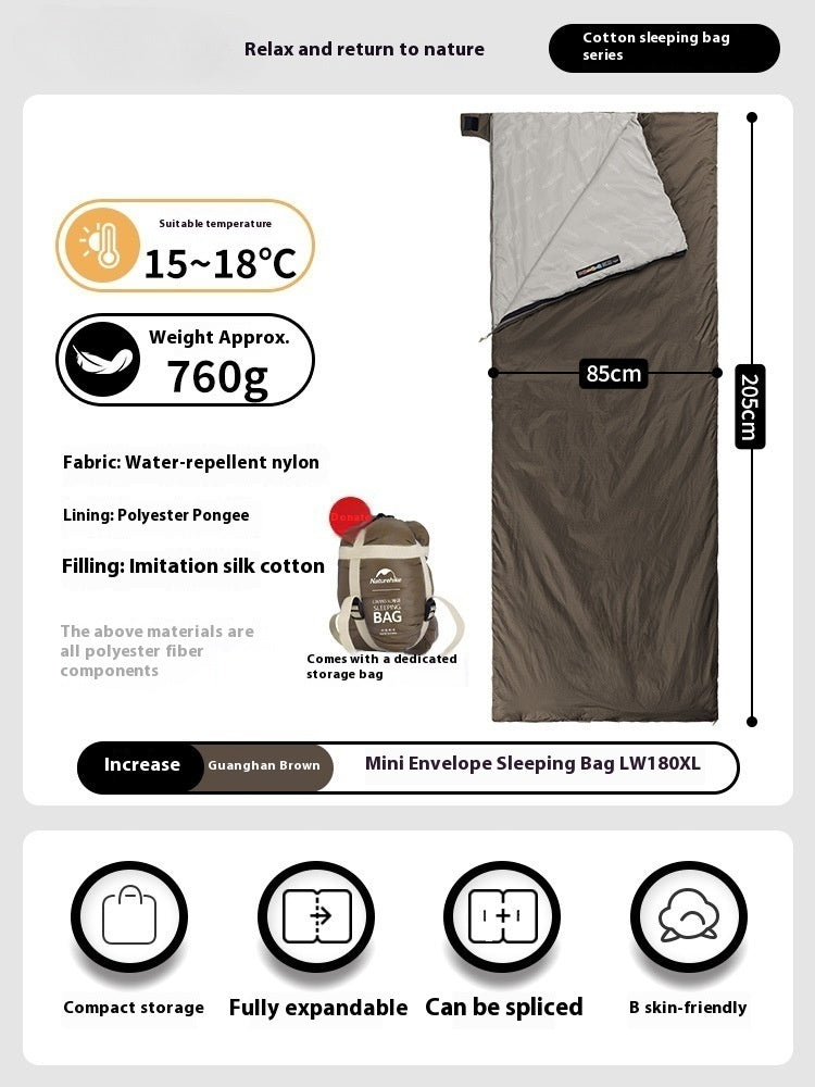 Summer Lightweight Camping Sleeping Bag Envelope Type