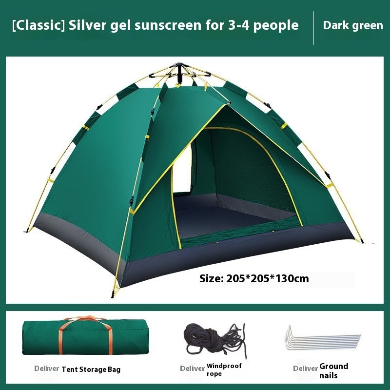 3-4 Person Double Layer Automatic Weatherproof Camping Tent