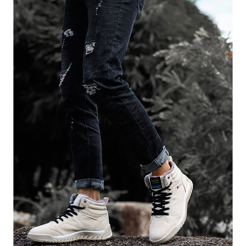 Mens Large Size Warm Lightweight High Top Cotton Shoes