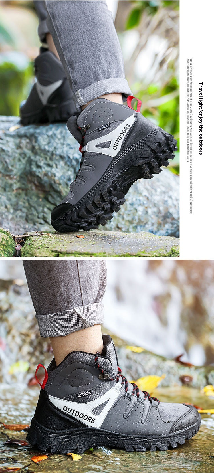 Mens High Top Hiking Shoes Non Slip Wear Resistant