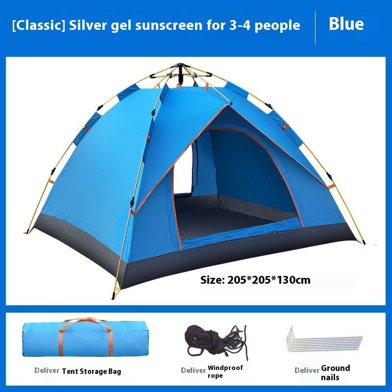 3-4 Person Double Layer Automatic Weatherproof Camping Tent