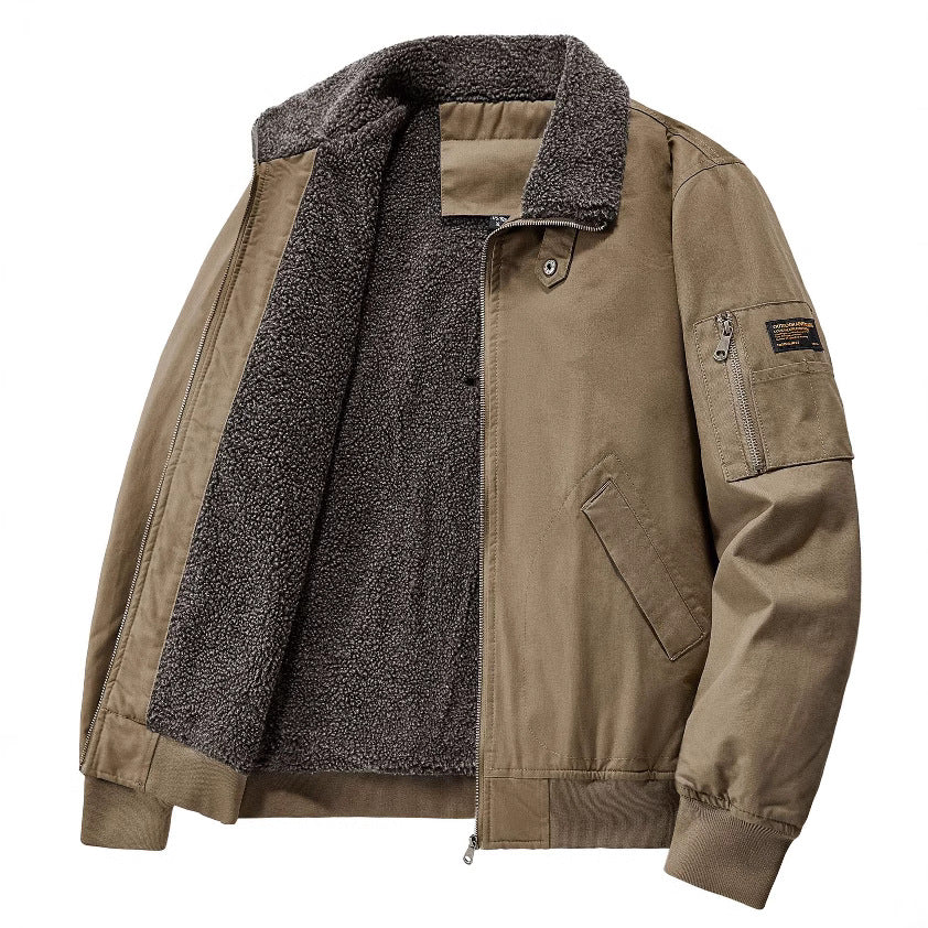 Men’s Winter Fleece-Lined Thickened Cotton Coat