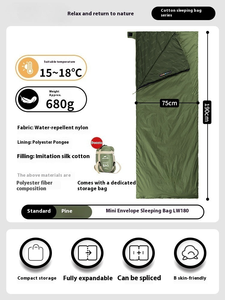 Summer Lightweight Camping Sleeping Bag Envelope Type