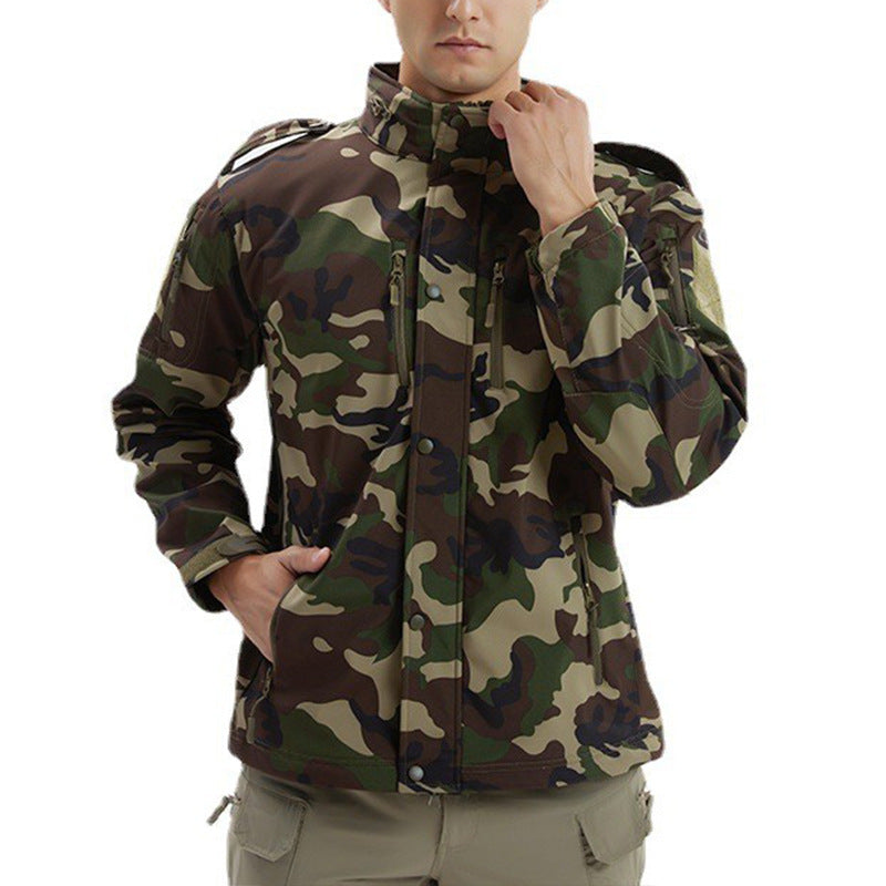 Mens Camouflage Fleece Waterproof Soft Shell Jacket