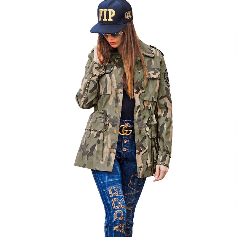 Ladies Camouflage Workwear Casual Baseball Jacket