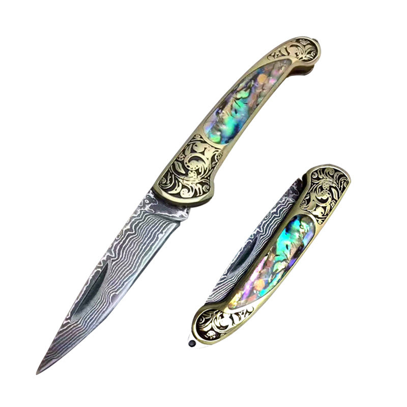 Folding Survival Hunting Combat Knife Natural Shell
