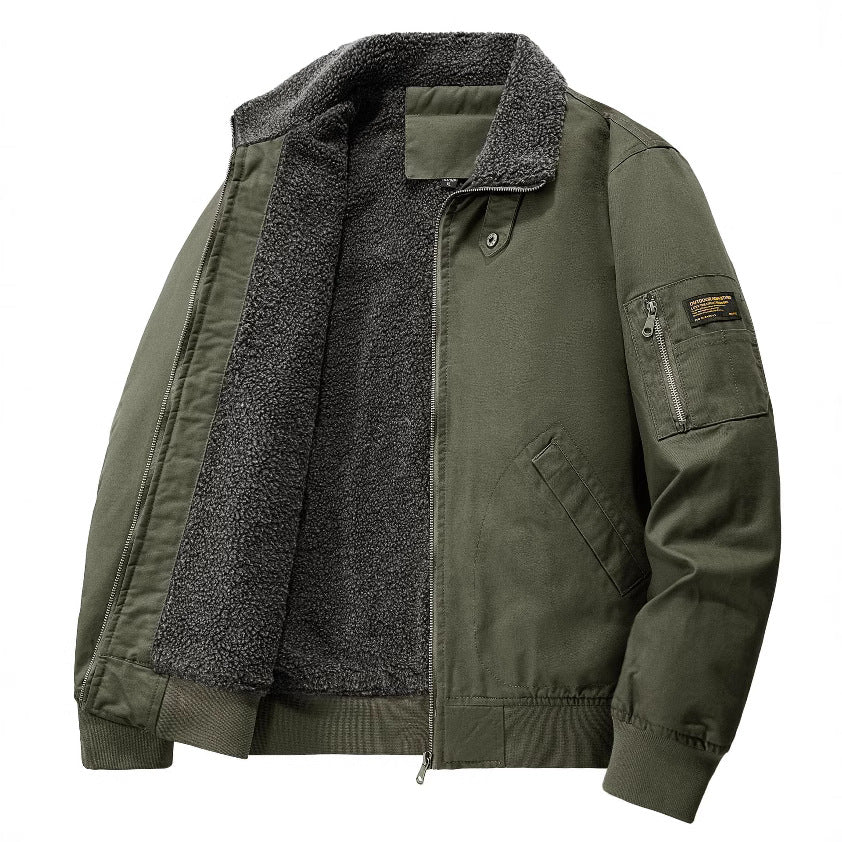 Men’s Winter Fleece-Lined Thickened Cotton Coat