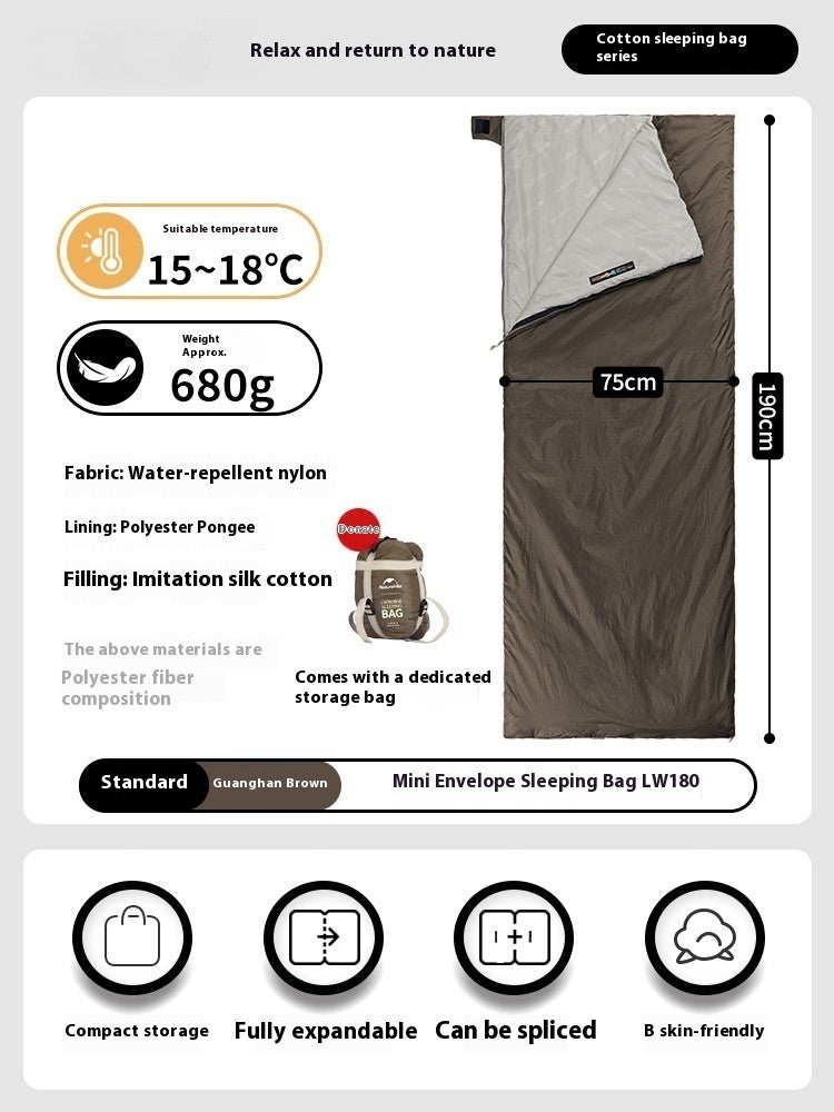 Summer Lightweight Camping Sleeping Bag Envelope Type