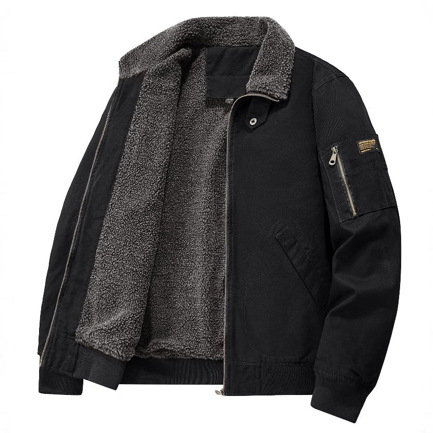 Men’s Winter Fleece-Lined Thickened Cotton Coat