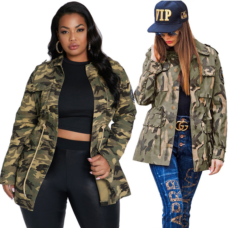 Ladies Camouflage Workwear Casual Baseball Jacket