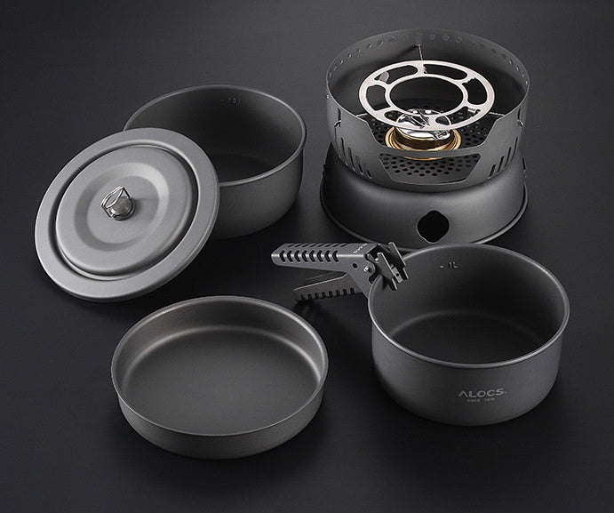 Windproof Alcohol Stove Set With Camping Pot