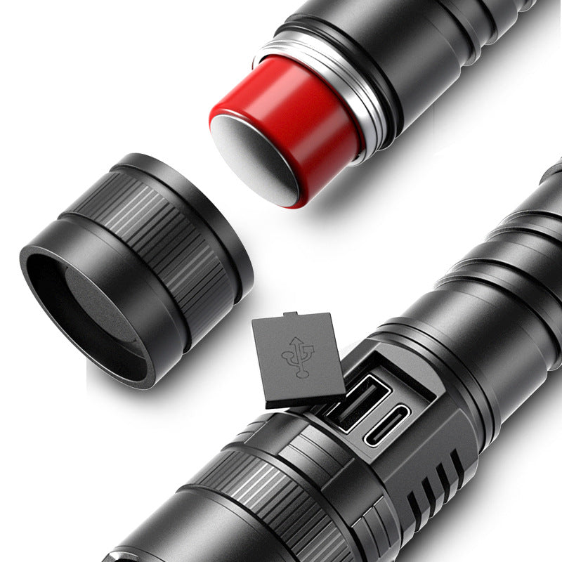 USB Rechargeable Zoom LED Camping Flashlight