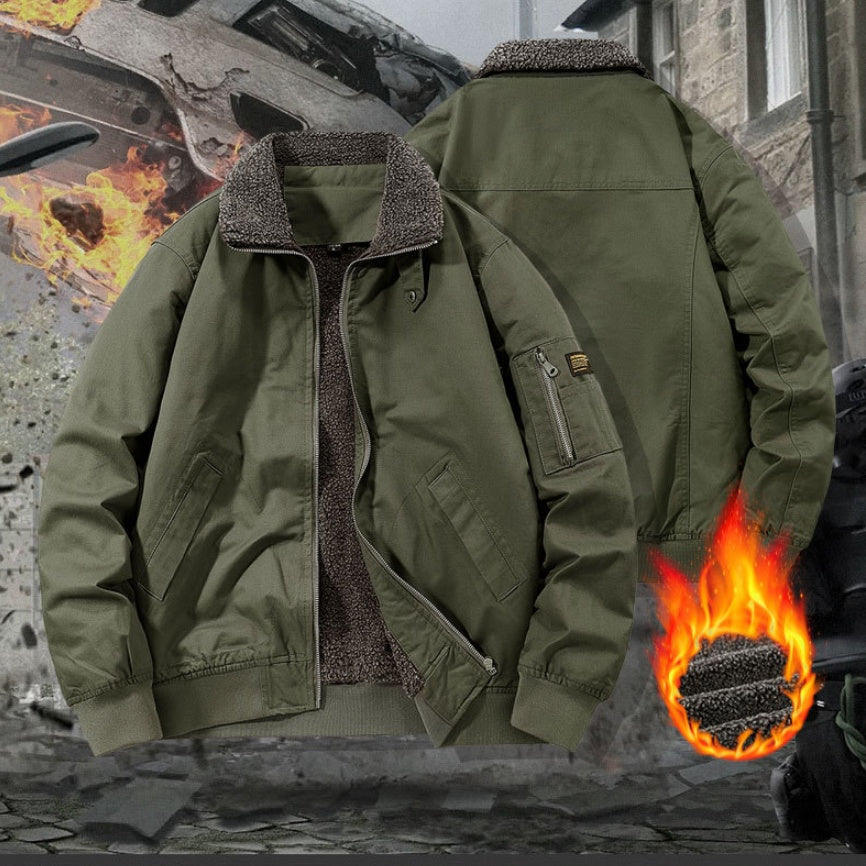 Men’s Winter Fleece-Lined Thickened Cotton Coat