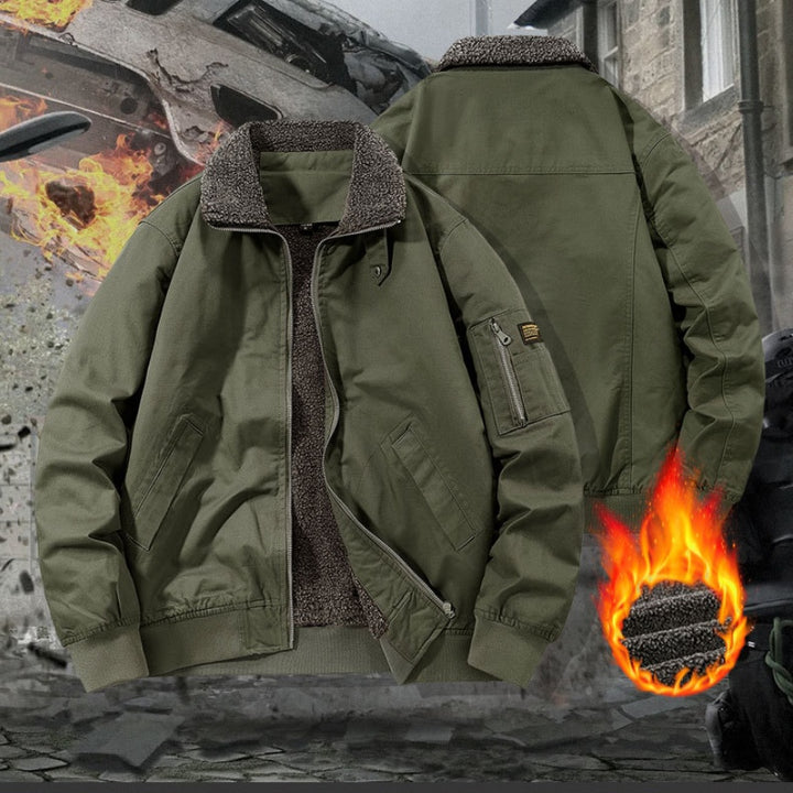 Men’s Winter Fleece-Lined Thickened Cotton Coat