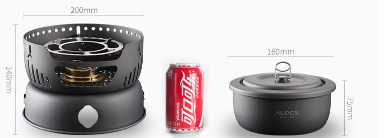 Windproof Alcohol Stove Set With Camping Pot